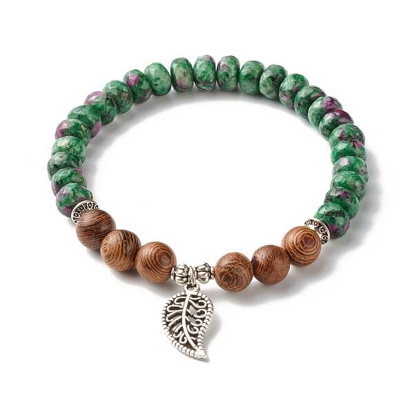 Reiki Natural Ruby & Wenge Wood Beads Stretch Bracelet