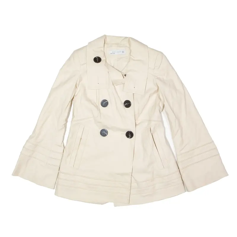 ZARA Stretch Pea Jacket Cream Womens XS