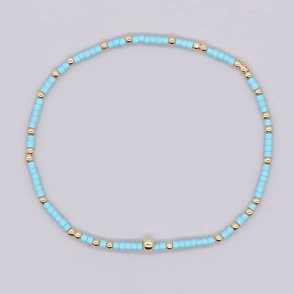 Bohemian Style Rainbow Glass & Brass Beaded Handmade Fashion Women's Bracelet
