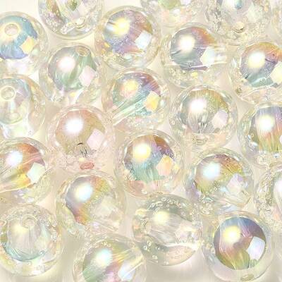 UV Plating Transparent Rainbow Iridescent Acrylic Beads
