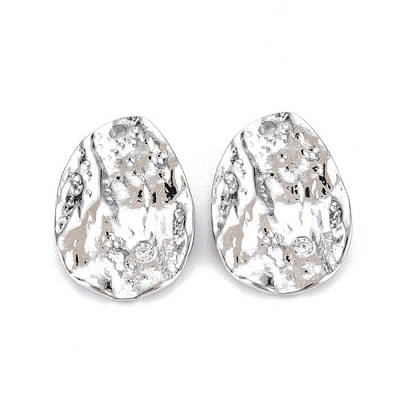Brass Micro Pave Clear Cubic Zirconia Pendants