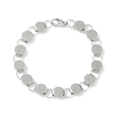 Non-Tarnish 201 Stainless Steel Flat Round Link Chain Bracelets for Women Men