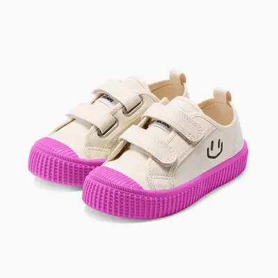 HAPPY NOCNOC Toddler Shoes for Boys & Girls, Canvas Dual Hook and Loops Sneakers with Candy-Colored Sole