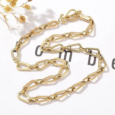304 Stainless Steel Teardrop Link Chain Necklaces for Women