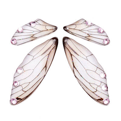 Transparent Resin Light Rose Rhinestone Pendants Set