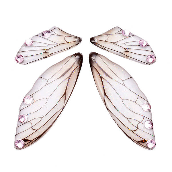 Transparent Resin Light Rose Rhinestone Pendants Set