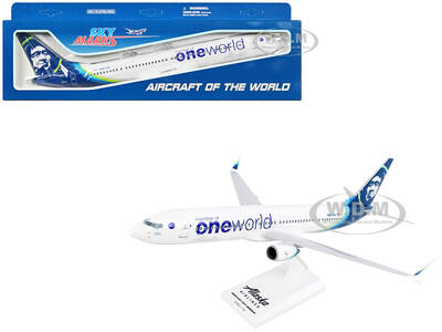 Boeing 737-900 Commercial Aircraft Alaska Airlines - One World (N487AS) White with Blue Tail (Snap-Fit) 1/130 Plastic Model b...