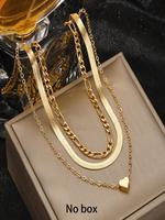 Women's Elegant Heart Pendant Necklace (3pcs/set), Fashion Stackable Jewelry for Party, Daily Clothing Decor, Trendy All-matc...