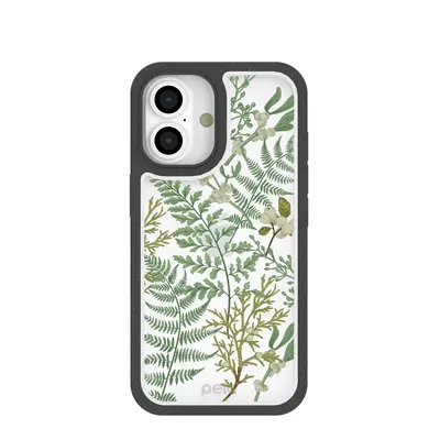 Clear Herbarium iPhone 16 Case With Black Ridge