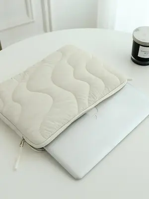 Solid Color Quilted Design Laptop Inner Bag, 2025 New Style Portable Shockproof Zipper Laptop Bag, Fashionable Laptop Inner B...