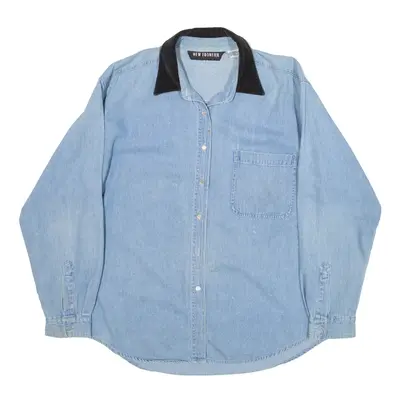 NEW FRONTIER Denim Shirt Blue Long Sleeve Womens M