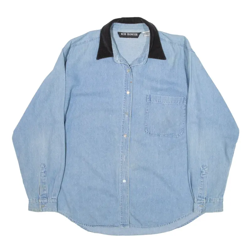 NEW FRONTIER Denim Shirt Blue Long Sleeve Womens M