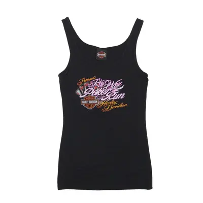 HARLEY DAVIDSON Key West Poker Run Biker Vest Black Sleeveless Womens S