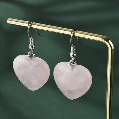 Natural Rose Quartz Dangle Earrings