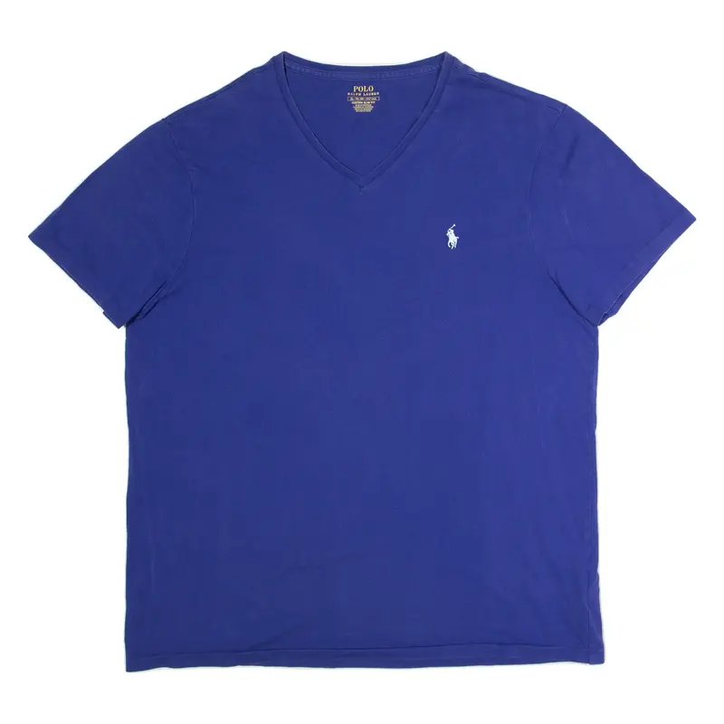 POLO RALPH LAUREN Custom Slim Fit Mens T-Shirt Blue V-Neck XL