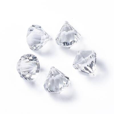 Transparent Acrylic Faceted Diamond Pendants