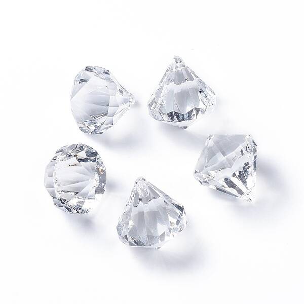 Transparent Acrylic Faceted Diamond Pendants