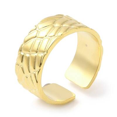 304 Stainless Steel Textured Open Cuff Ring for Women