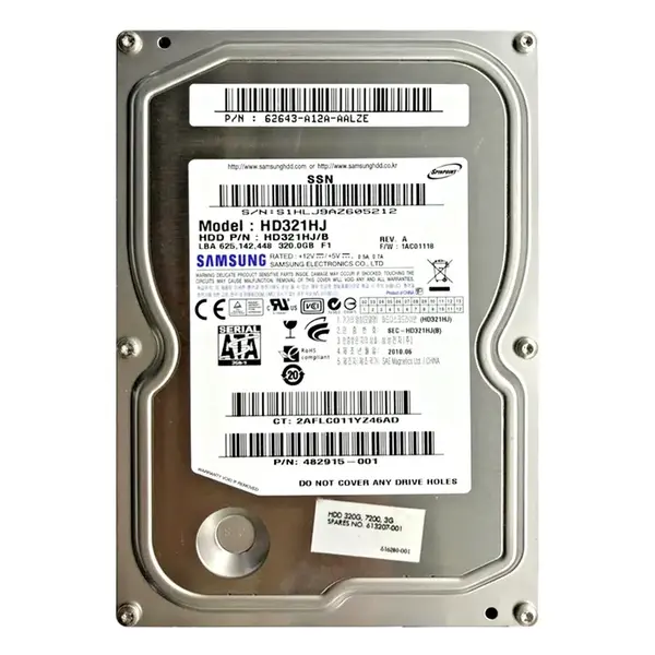 482915-001 HP 320GB 7200RPM SATA 3Gb/s NCQ 16MB Cache 3.5-inch Hard Drive