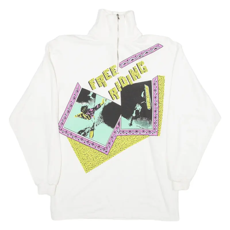 M.A.S.E.R Free Riding Womens Sweatshirt White 1/4 Zip UK 14