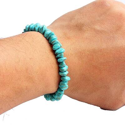 Natural Turquoise Beaded Stretch Bracelets for Men Women