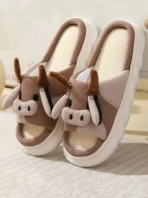 Women's Hot Selling Cute Cozy Cow Slippers, Colorblock Non-slip Cartoon Funny Slippers, Soft Comfortable Trendy Home Slippers...
