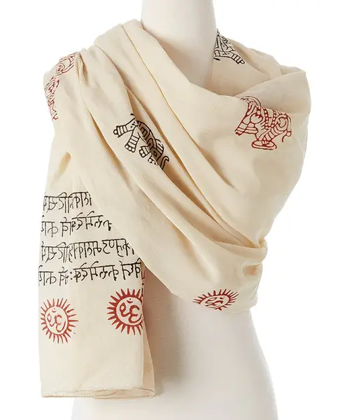 Ganesh Mantra Shawl | Color: Ecru