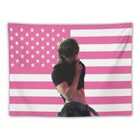 Pink And White American Flag Wall Hanging, Bang Chan Themed Tapestry, College Dormitory Decoration Bedroom Poster, Living Roo...