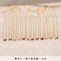 Emery Birthstone Necklace by Caitlyn Minimalist - Dainty Baguette Charm Necklace in Gold & Silver - Gemstone Jewelry - Person...