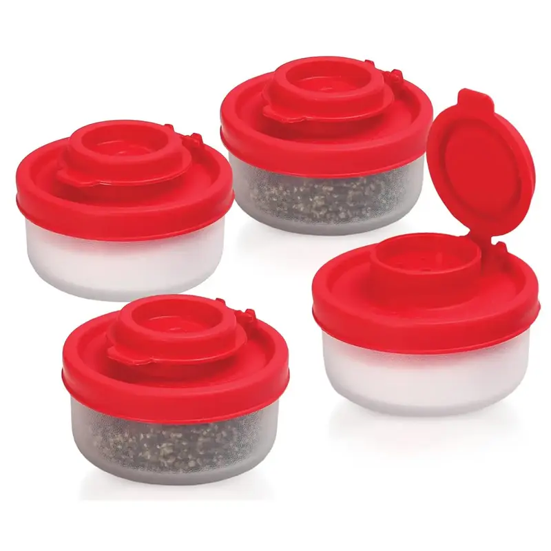 4pcs/set Salt and Pepper Shaker Set with Lid, Small Spice Storage Jar for Camping Travel Picnic Lunch Box