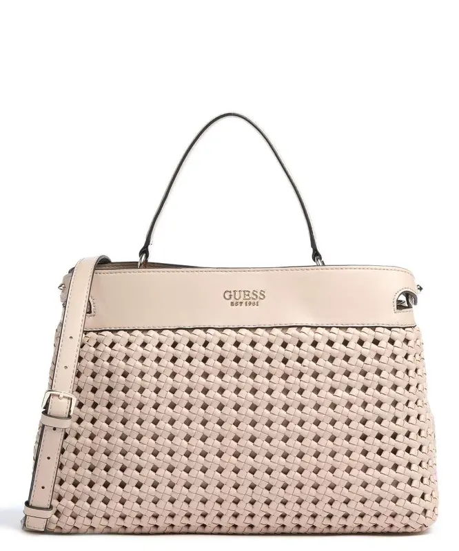 Guess, Sicily shoulder bag, polyester, fabric bag, lined compartment, pink, 37 x 27 x 14 cm