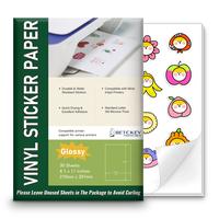 Glossy Printable Vinyl Sticker Paper for Inkjet & Laser Printer - 30 Sheets - 8.5\