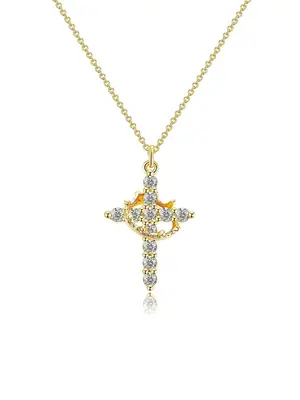Rhinestone Crown & Cross Pendant Necklace for Women & Men, Fashion Jewelry for Party, Daily Clothing Decor, Trendy All-match ...