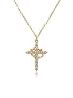 Rhinestone Crown & Cross Pendant Necklace for Women, Cross Necklace for Men Jewelry for Party, Daily Clothing Decor, Trendy A...