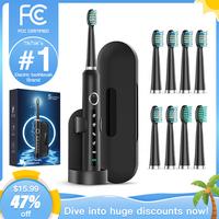 RTAUYS Sonic Electric Toothbrush for Adults - Rechargeable Electric Toothbrushes with 8 Brush Heads & Holder, Travel Case, Po...