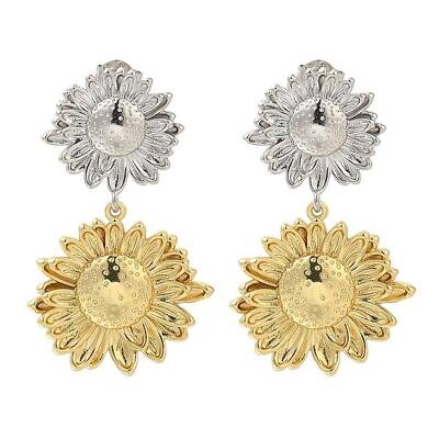 Rack Plating Flower Brass Stud Earrings
