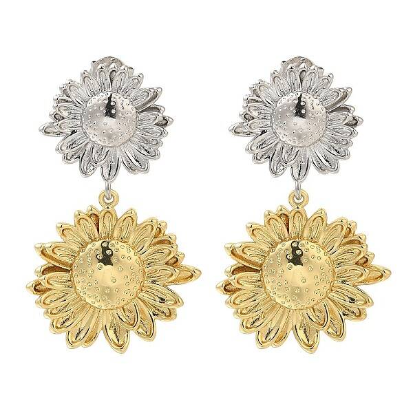 Rack Plating Flower Brass Stud Earrings
