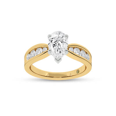 Verve Channel Set Bow Tied Shaped Pear Shape Lab Diamond Engagement Ring | 18K Yellow Gold 3 1/10 CT. TW.