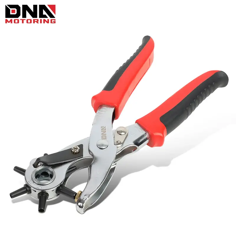 DNA MOTORING Revolving Leather Hole Punch Tool, Six Hollow Bell Punches Coated Steel Perfect for Belts or Leather Material, 2...