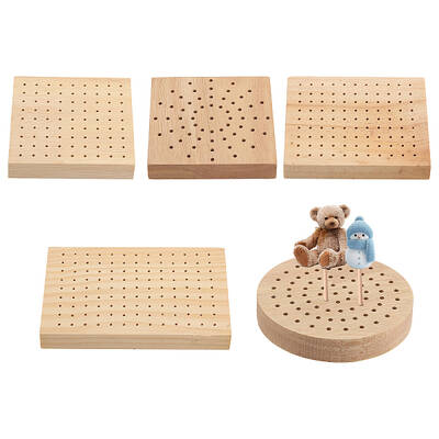CHGCRAFT 5Styles Wooden Cake Pop Stand Display Oak Wooden Clay Figurines Doll Display Trays for DIY Craft Pottery Clay Model ...