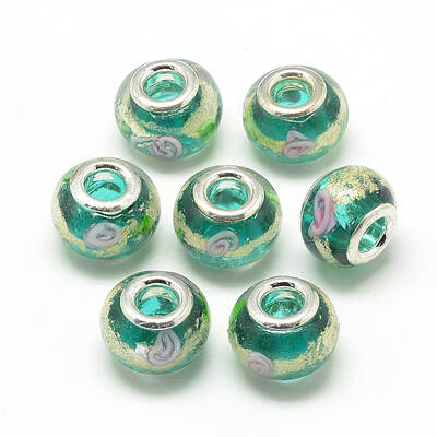 Handmade Gold Sand Lampwork European Beads