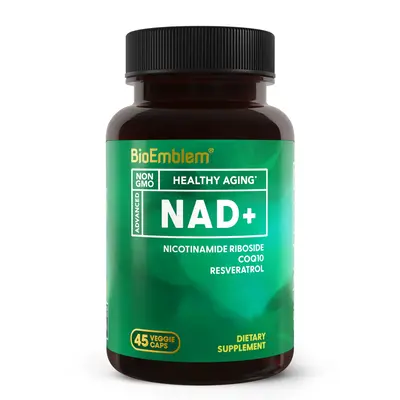 BioEmblem NAD+ Supplement with Nicotinamide Riboside, Resveratrol & CoQ10 | 45 Veggie Capsules | Non-GMO, Gluten-Free | Suppo...