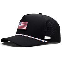 Curves & Clubs American Flag Golf Hat – Black Performance Rope Cap – Patriotic USA Golf Hat – Adjustable, Breathable, O...