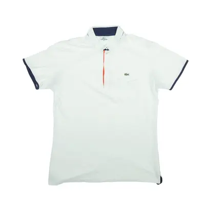 LACOSTE Slim Fit Polo Shirt White Short Sleeve Mens M