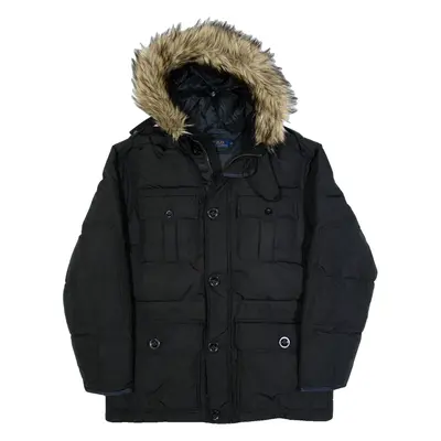 POLO RALPH LAUREN Down Insulated Mens Puffer Coat Black Hooded M