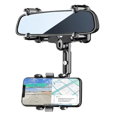 Universal Rearview Mirror Phone Mount For Car, 360° Rotatable and Retractable Phone Holder Navigator Bracket For Car,Compati...