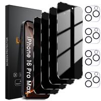 4+4 Pack Privacy Screen Protector for iPhone 16 15 14 13 12 11 6.1-Inch with 4 Pack Camera Lens Protector, Anti Spy Tempered ...