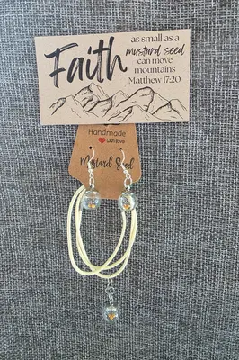 Mustard Seed Mini Glass Globe Necklace & Earring Set