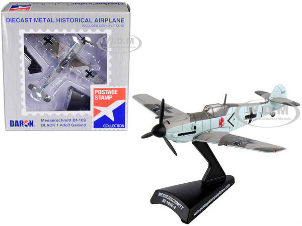 Messerschmitt Bf-109 Fighter Aircraft Black 1 Ace Adolf Galland German Luftwaffe 1/87 Diecast Model Airplane by Postage Stamp