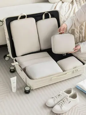 Solid Color Travel Storage Bag Set, Travel Organizer, Zipper Travel Organizer, Travel Storage Bag for Clothes, Shoes, Cosmeti...